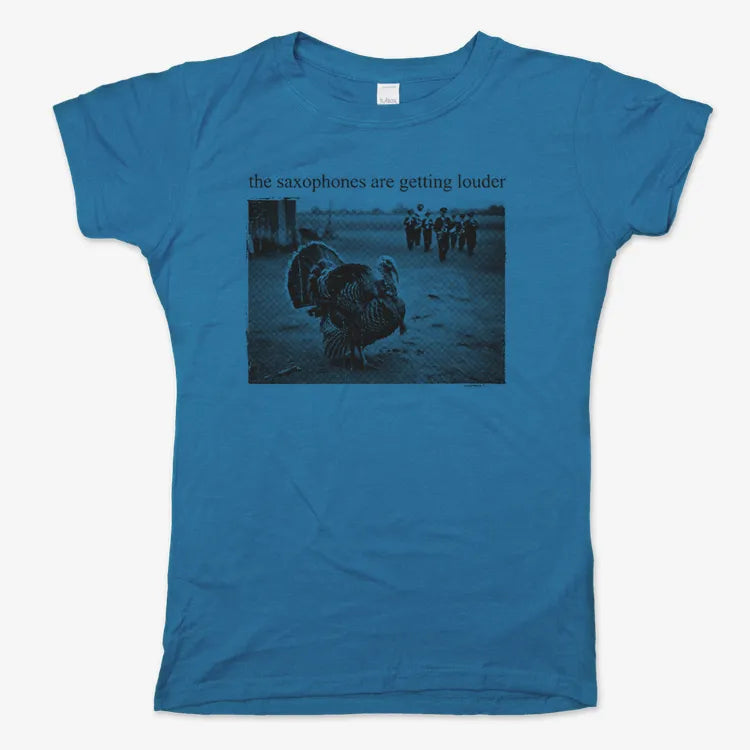 The Saxophones Are Getting Louder Funny Thanksgiving Turkey Tee-Women's T-Shirt-Sky Blue
