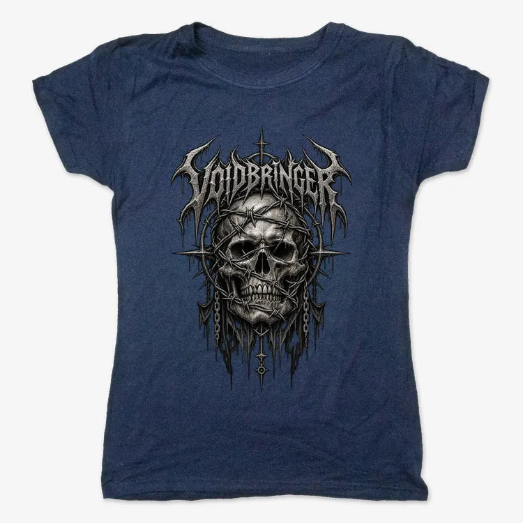 Thrash Legends Skull Battle Jacket Tee-Women's T-Shirt-True Navy