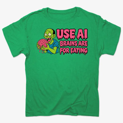 Use AI Brains Are For Eating Zombie Graphic-Men's T-Shirt-Kelly Green Heather