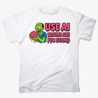 Use AI Brains Are For Eating Zombie Graphic-Men's T-Shirt-White