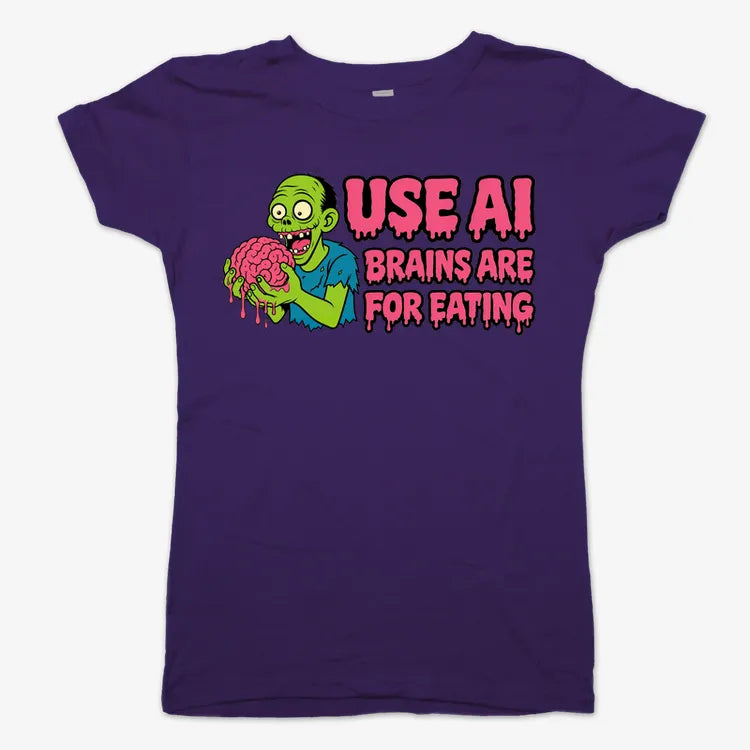 Use AI Brains Are For Eating Zombie Graphic-Women's T-Shirt-Violet