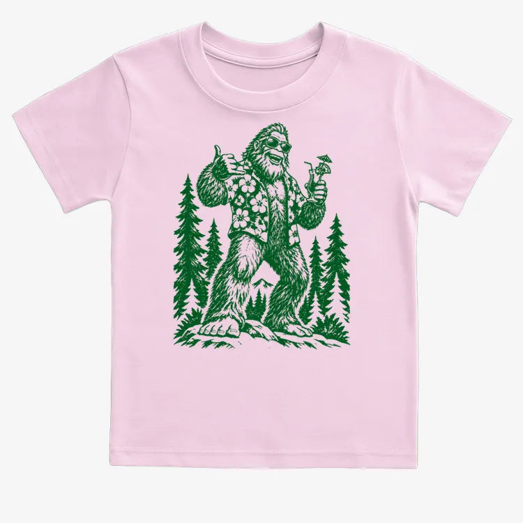 Vacay Bigfoot Among the Trees-Kids T-Shirt-Pink