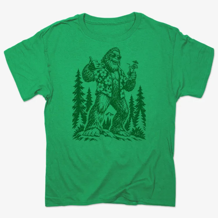 Vacay Bigfoot Among the Trees-Unisex Heavyweight T-Shirt-Kelly Green Herather