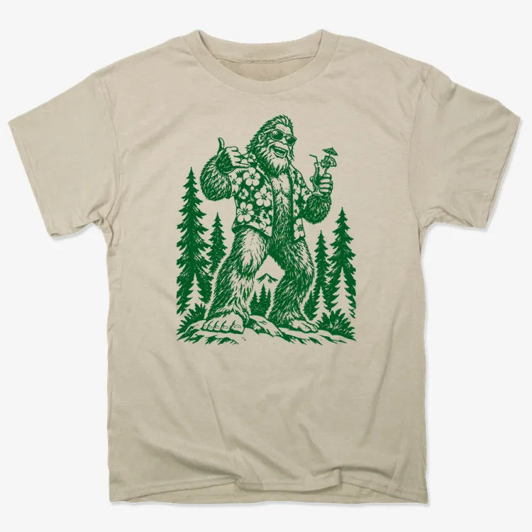 Vacay Bigfoot Among the Trees-Unisex Heavyweight T-Shirt-Sand