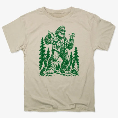Vacay Bigfoot Among the Trees-Unisex Heavyweight T-Shirt-Sand