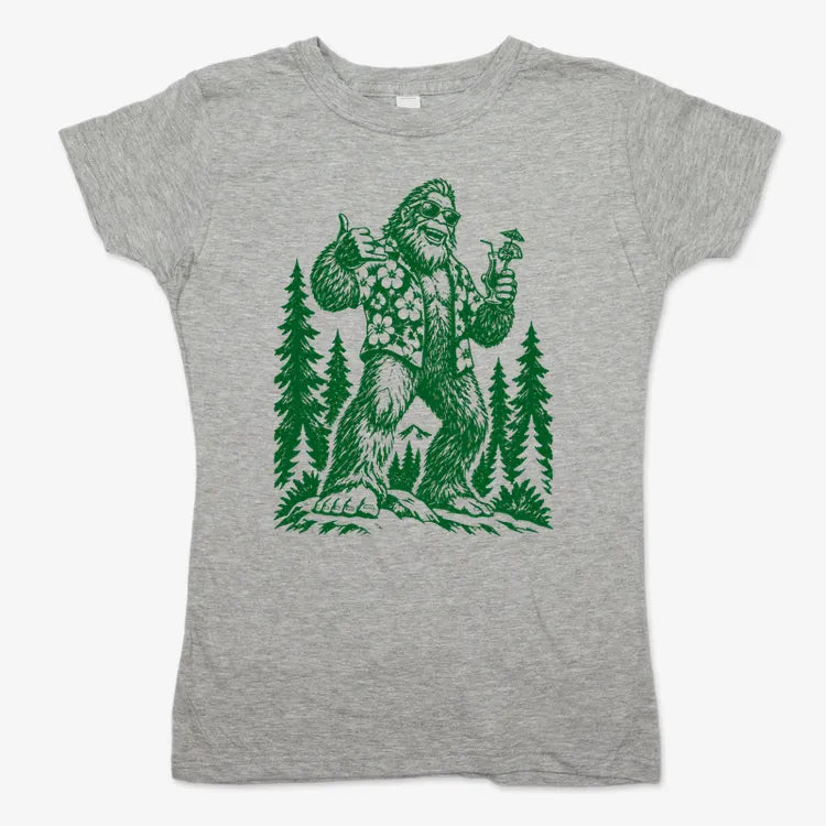 Vacay Bigfoot Among the Trees-Women's T-Shirt-Gray Granite
