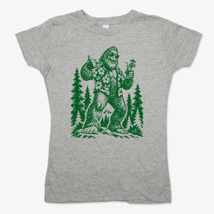 Vacay Bigfoot Among the Trees-Women's T-Shirt-Gray Granite