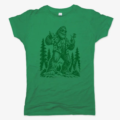 Vacay Bigfoot Among the Trees-Women's T-Shirt-Lucky Green