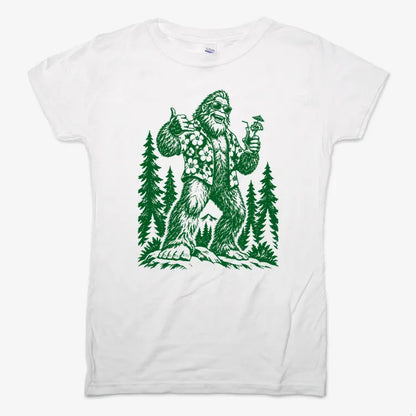 Vacay Bigfoot Among the Trees-Women's T-Shirt-Snow