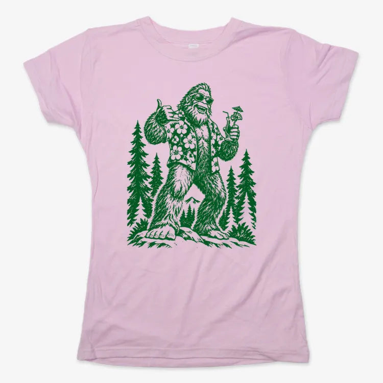 Vacay Bigfoot Among the Trees-Women's T-Shirt-Soft Pink