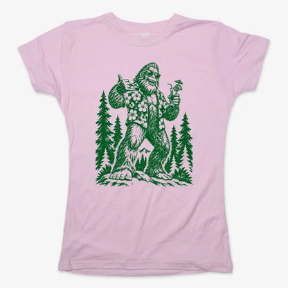 Vacay Bigfoot Among the Trees-Women's T-Shirt-Soft Pink