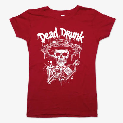 Dead Drunk Skeleton Fiesta-Women's T-Shirt-Deep Red