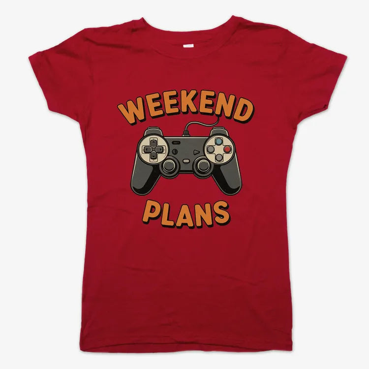 Weekend Plans Gaming Controller-Women's T-Shirt-Deep Red