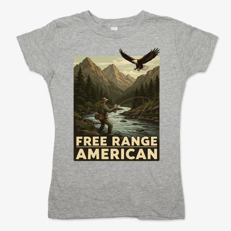 Free Range American-Women's T-Shirt-Gray Granite