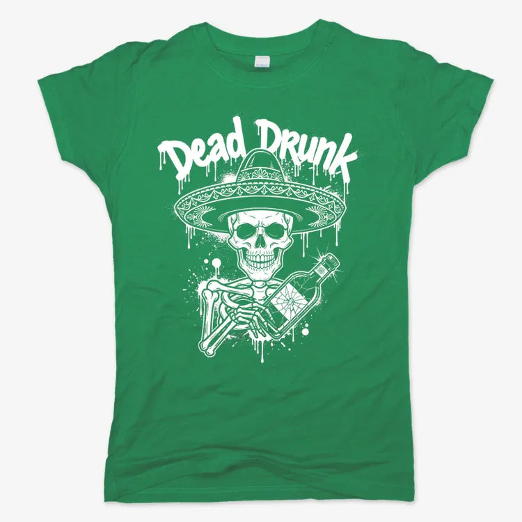Dead Drunk Skeleton Fiesta-Women's T-Shirt-Lucky Green