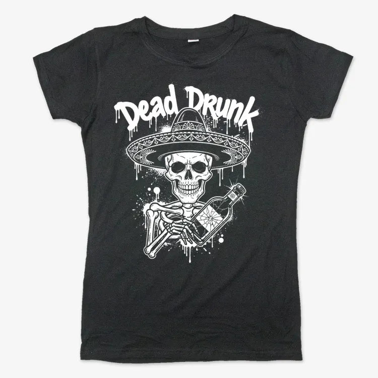 Dead Drunk Skeleton Fiesta-Women's T-Shirt-Midnight