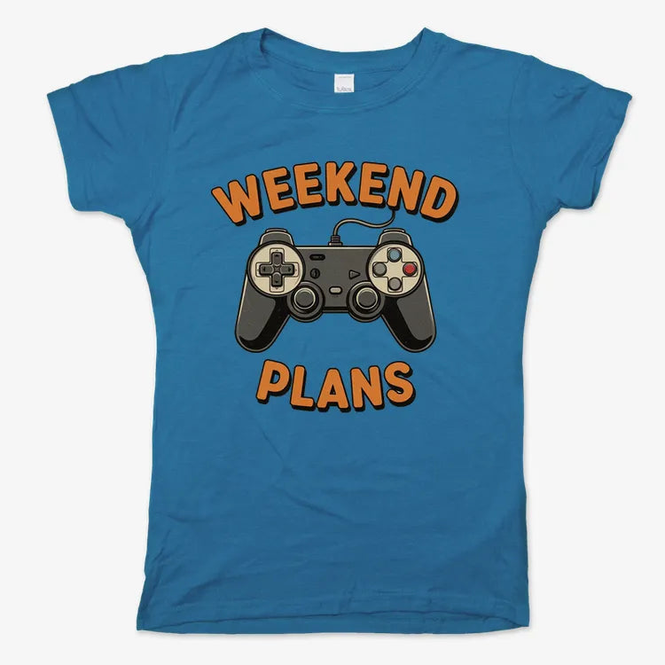 Weekend Plans Gaming Controller-Women's T-Shirt-Sky Blue