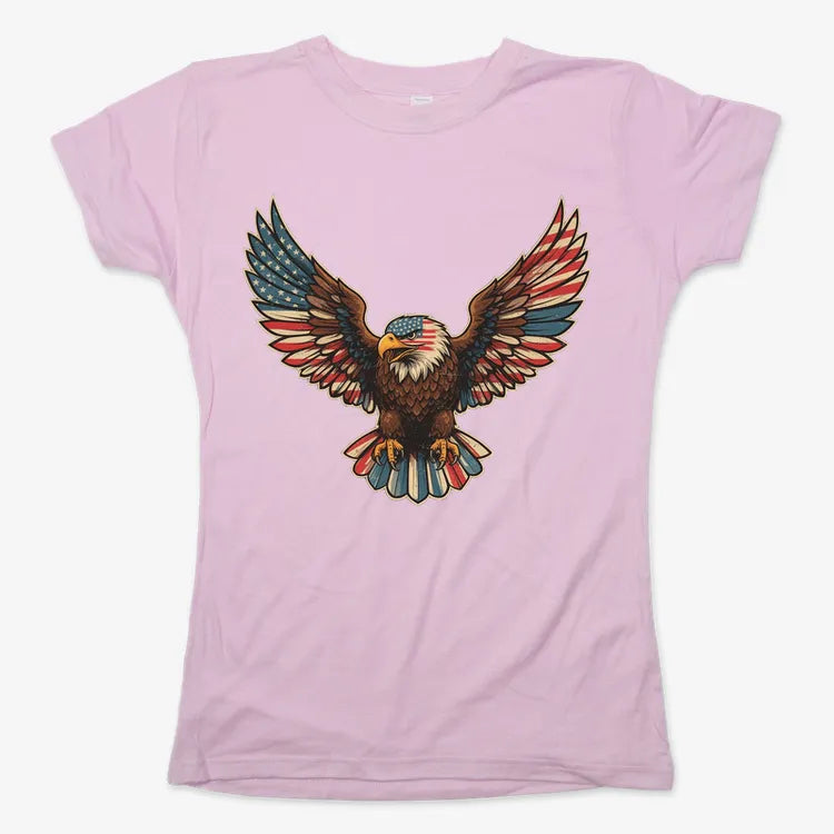 Patriotic Soaring Eagle-Women's T-Shirt-Soft Pink