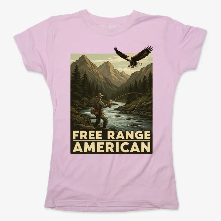 Free Range American-Women's T-Shirt-Soft Pink