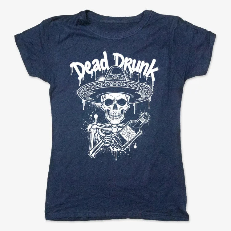 Dead Drunk Skeleton Fiesta-Women's T-Shirt-True Navy