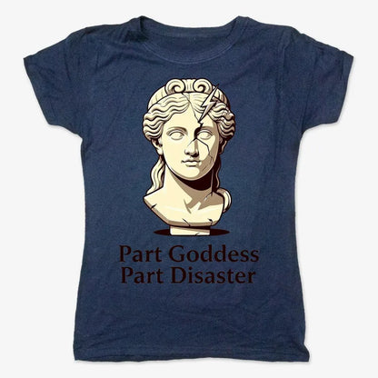 Goddess Meets Disaster Tee-Women's T-Shirt-True Navy