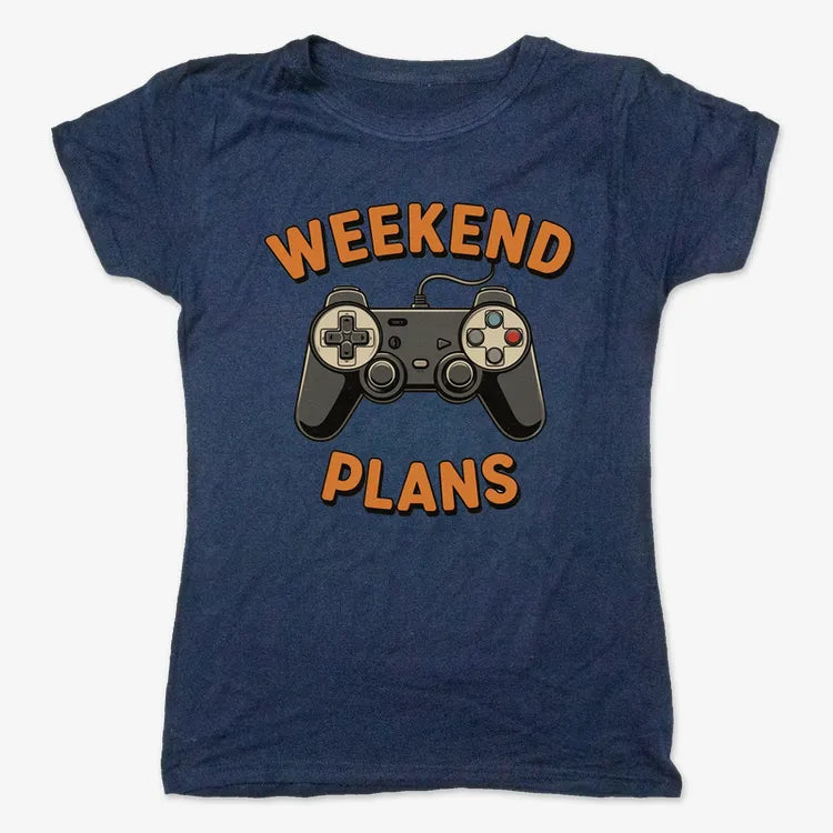 Weekend Plans Gaming Controller-Women's T-Shirt-True Navy