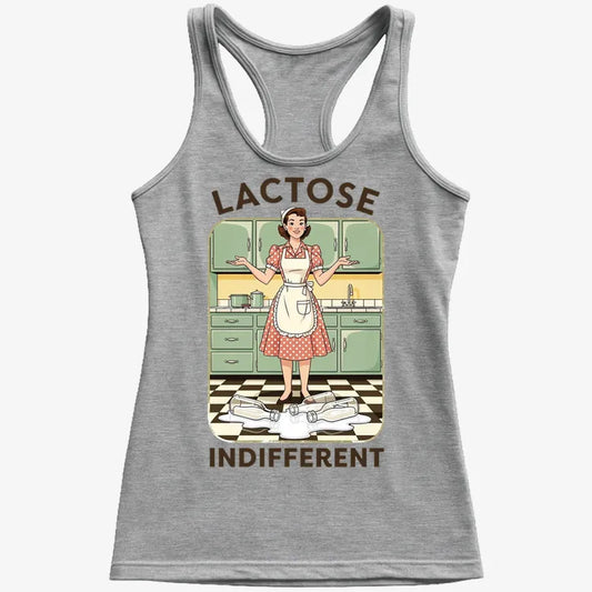 Lactose Indifferent Retro Kitchen Humor-Women's Tank Top-Gray Granite