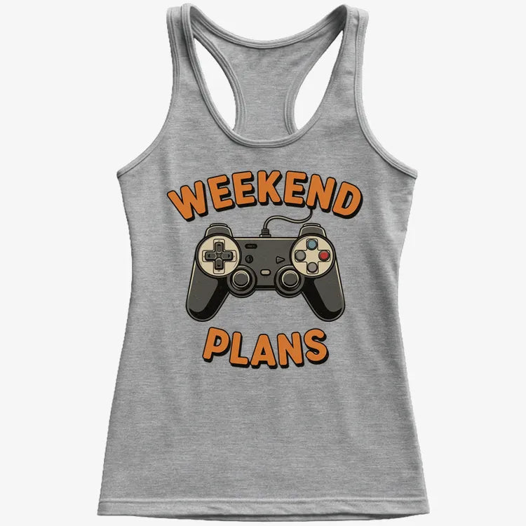Weekend Plans Gaming Controller-Women's Tank Top-Gray Granite