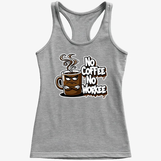 No Coffee No Workee Humor Tee-Women's Tank Top-Gray Granite