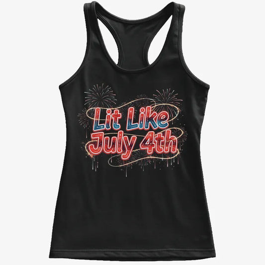 Lit Like July 4th-Women's Tank Top-Midnight