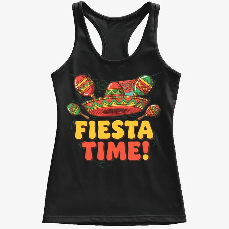 Vibrant Fiesta Time T-Shirt-Women's Tank Top-Midnight