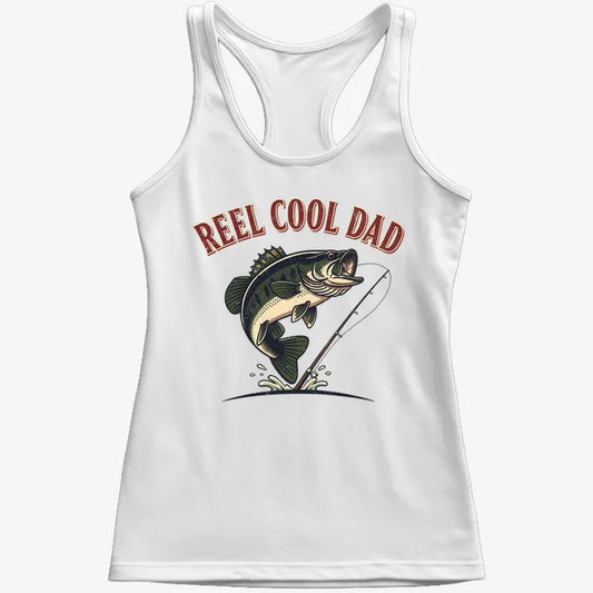 Reel Cool Dad Fishing Tee-Women's Tank Top-Snow