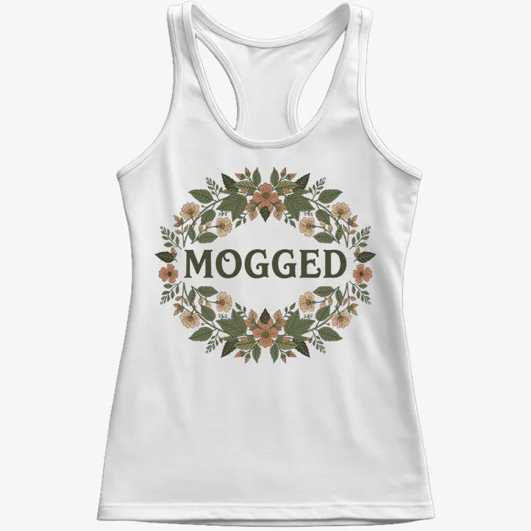 Mogged Floral Wreath-Women's Tank Top-Snow