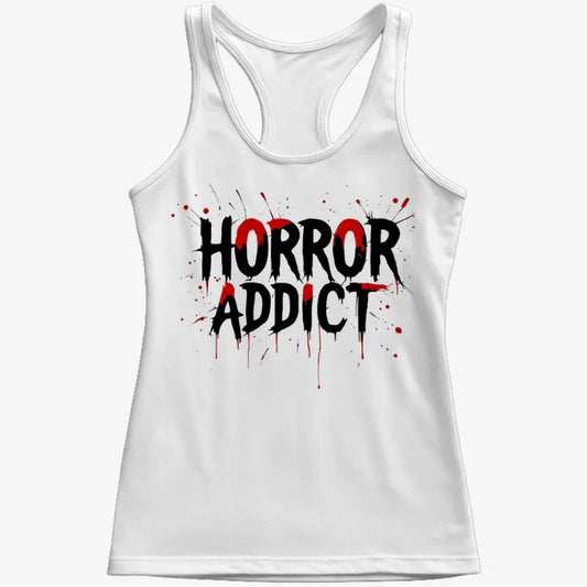 Horror Addict Blood Drip Graphic-Women's Tank Top-Snow