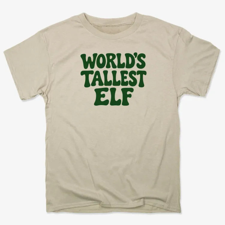 World's Tallest Elf-Unisex Heavyweight T-Shirt-Sand