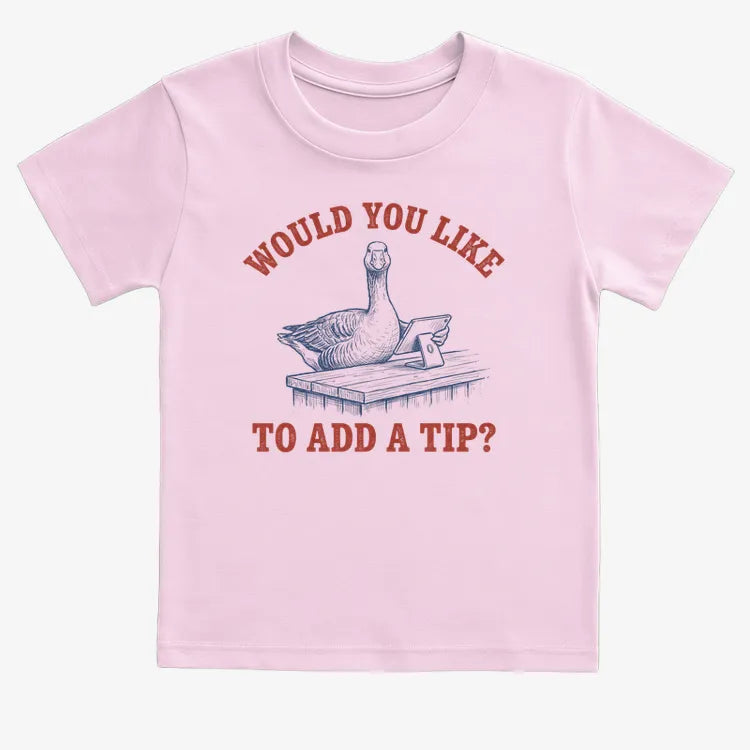 Would You Like to Add a Tip?-Kids T-Shirt-Pink