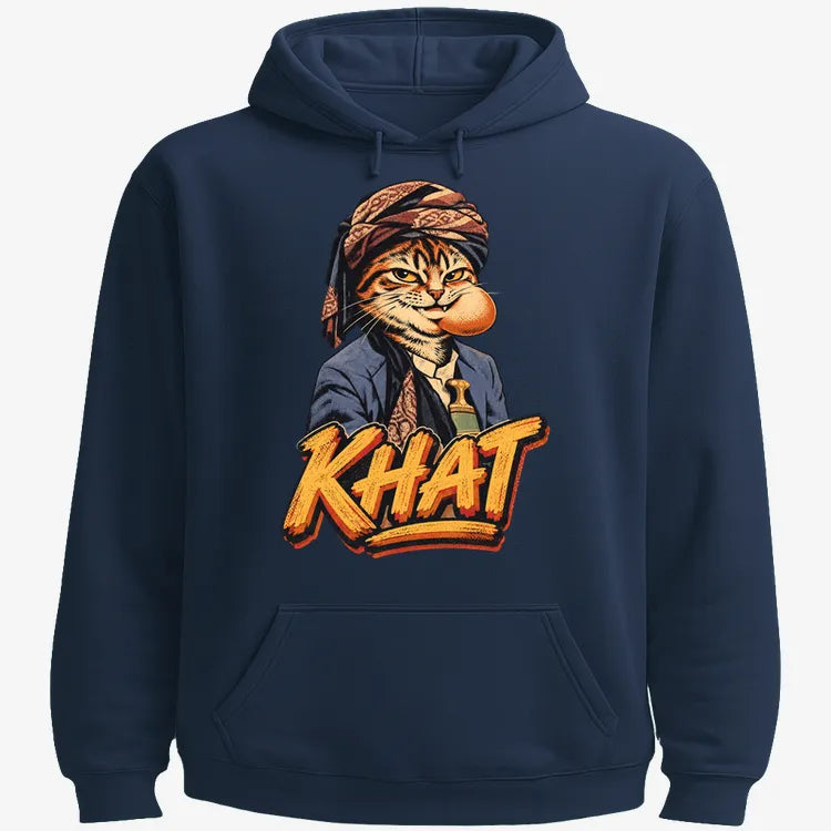 Yemeni Khat Cat-Hoodie-Navy Blue