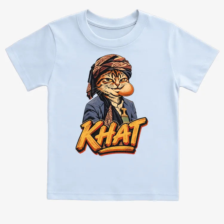 Yemeni Khat Cat-Kids T-Shirt-Blue