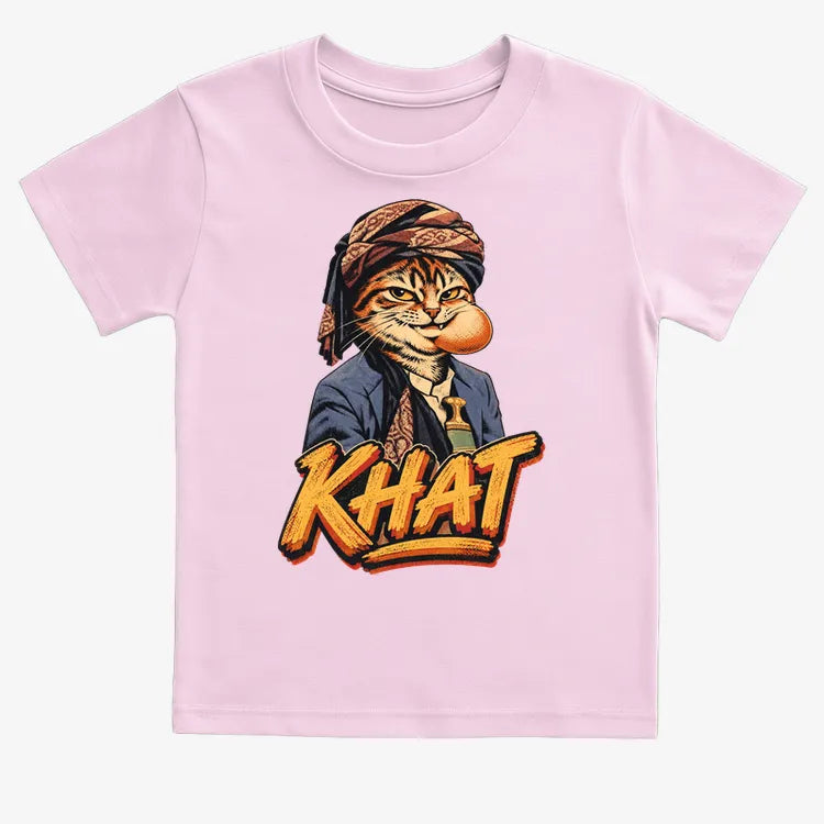 Yemeni Khat Cat-Kids T-Shirt-Pink
