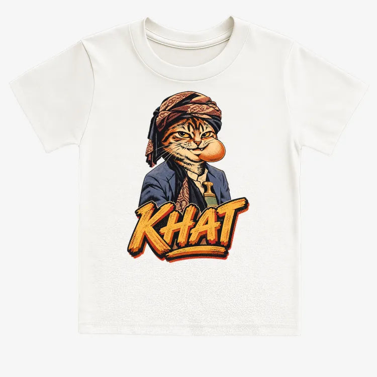 Yemeni Khat Cat-Kids T-Shirt-White