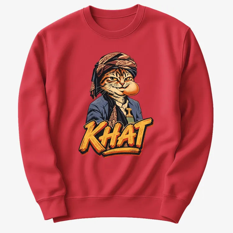 Yemeni Khat Cat-Sweatshirt-Red