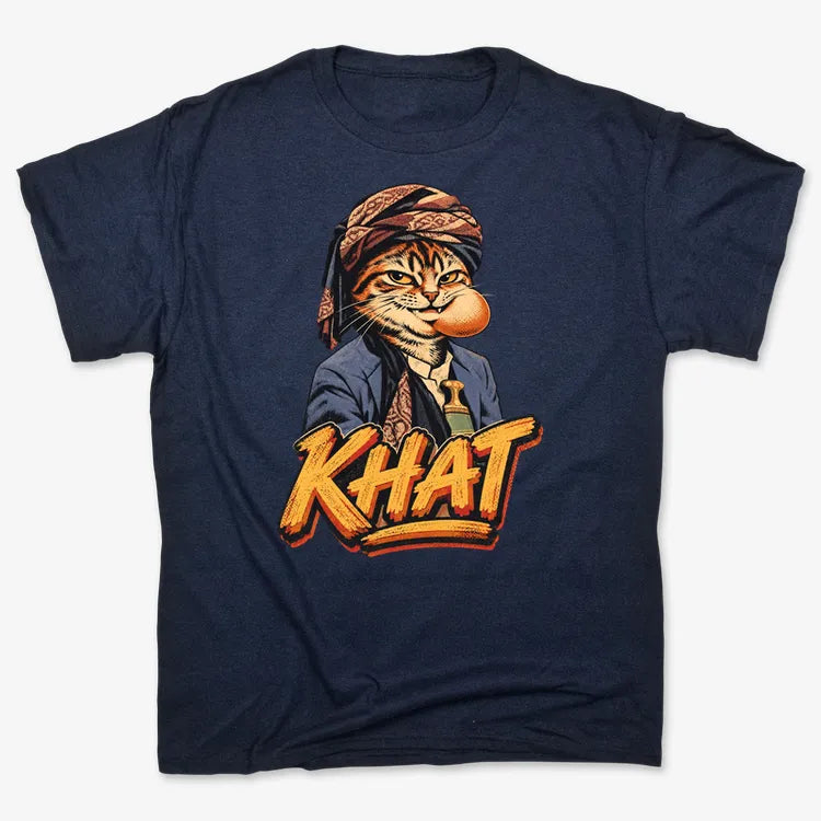 Yemeni Khat Cat-Unisex Heavyweight T-Shirt-Navy Blue
