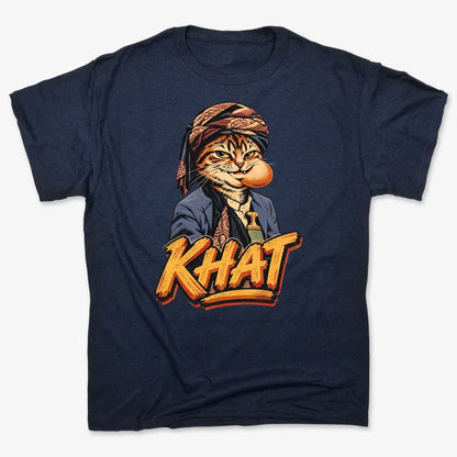 Yemeni Khat Cat-Unisex Heavyweight T-Shirt-Navy Blue