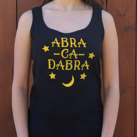 Abracadabra Magic Word with Stars and Moon graphic Women's Tank Top in Midnight