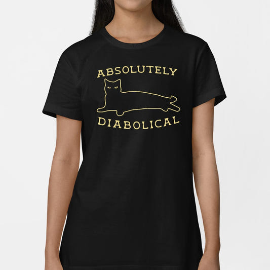Absolutely Diabolical - Sneaky Black Cat Outline graphic Women's T-Shirt in Midnight