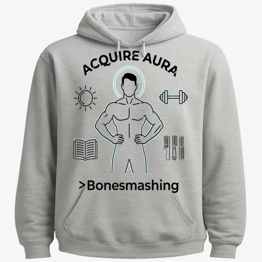 Aura of Strength Fitness Tee-Hoodie-Gray Heather