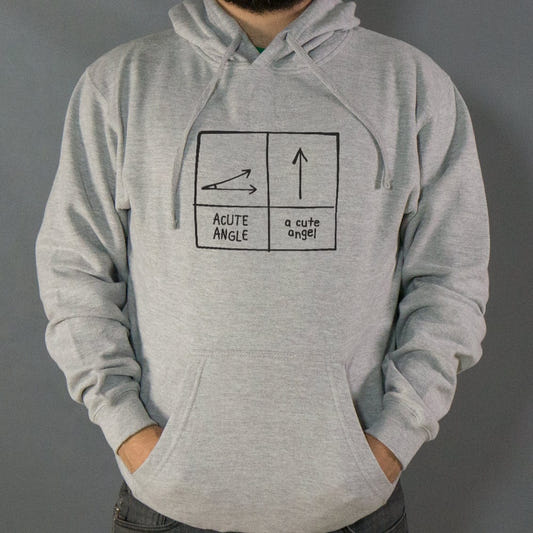 A Cute Angel vs Acute Angle Geometry Pun Diagram graphic Hoodie in Gray Heather