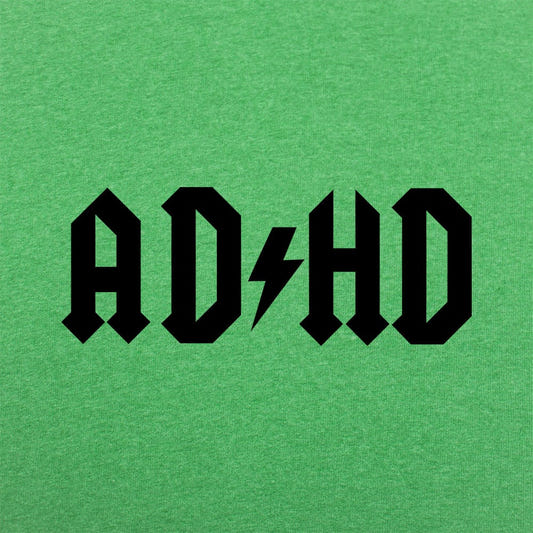 ADHD Lightning Bolt Rock Band Logo Parody graphic Unisex Heavyweight T-Shirt in Kelly Green Heather