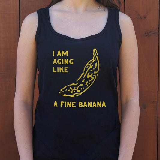 Aging Like a Fine Banana Ripe Spotted Banana Design graphic Women's Tank Top in Midnight