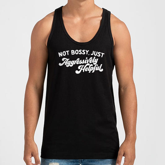 Not Bossy Just Aggressively Helpful graphic Men's Tank Top in Black